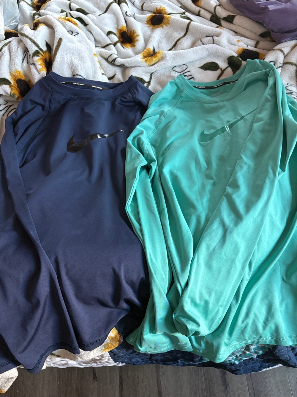 Nike Long Sleeve Performance Tops - Navy & Teal Green (2)
